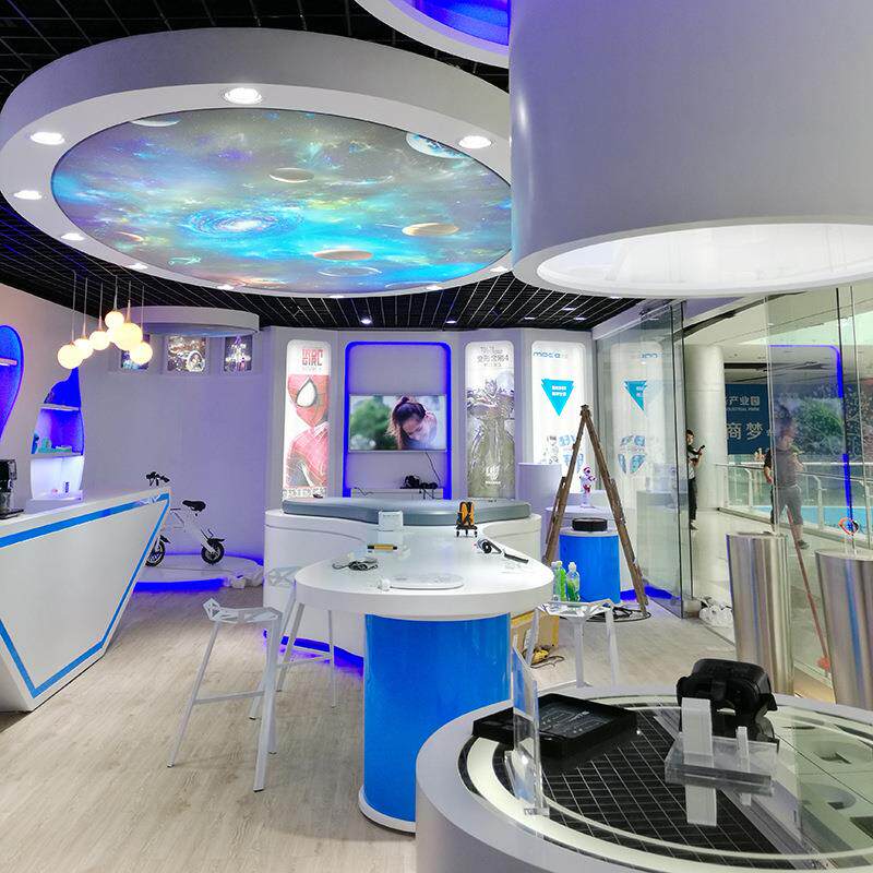 现代货柜简约科技感电子产品展示柜公司展厅设计木质异形烤漆