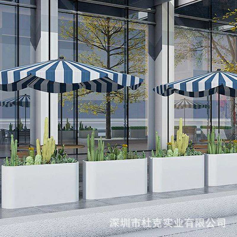 玻璃钢花盆不锈钢落地式花箱户外售楼部酒店落地花器商场广场花钵