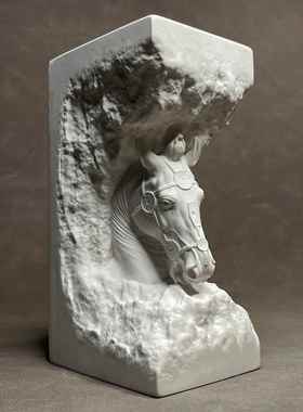 现代极简风格马头雕塑家居装饰摆件书架酒柜商业软装镇纸