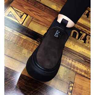 正品0223秋冬帮新品广州时尚男单鞋麂皮单腿万能棕色棉高靴