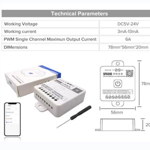SP630E 幻彩音乐灯带控制器PWM SPI5合一led调光器