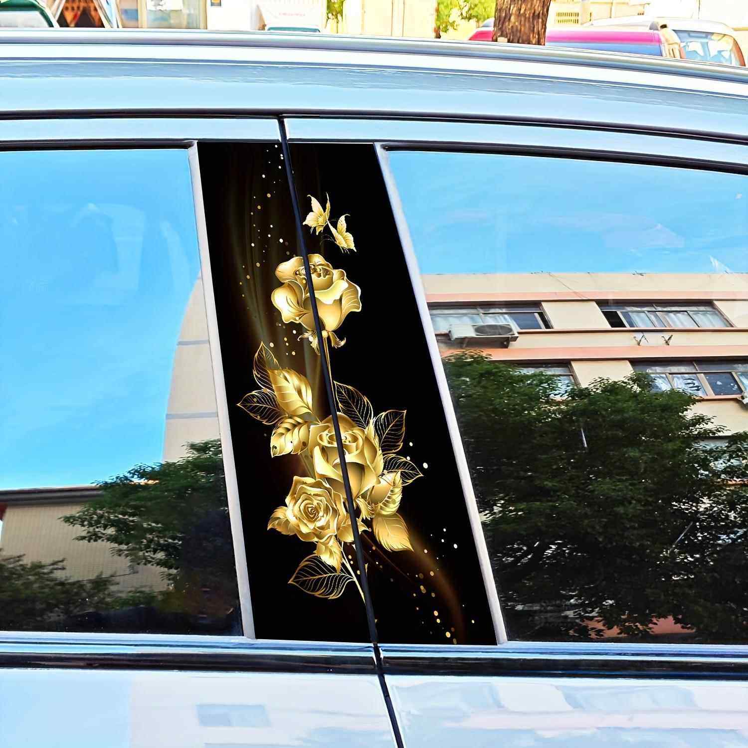 2025网红车贴高级感汽车贴纸创意个性中柱贴纸B柱保护膜金色花卉,汽车用品/电子/清洗/改装,汽车装饰贴/反光贴,淘宝优惠券,粉丝福利购,淘宝优惠卷