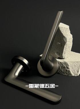室内静音门锁枪灰色锌加铝分体锁锌合金静音门锁铜锁芯木门房门锁