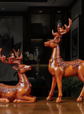 中式梅花鹿摆件客厅电视柜酒柜玄关家装饰品摆件树脂工艺商务礼品