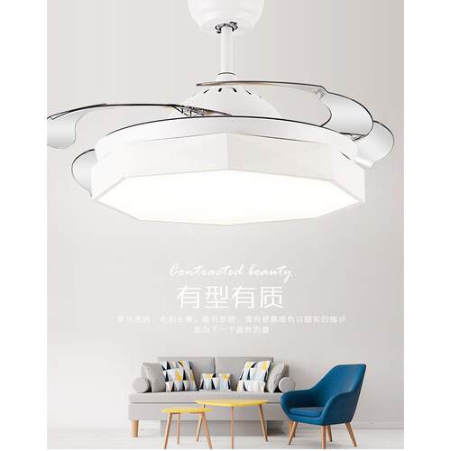 隐形吊扇灯 客厅现代简约卧室餐厅吊扇带LED电风扇吊灯家用风扇灯