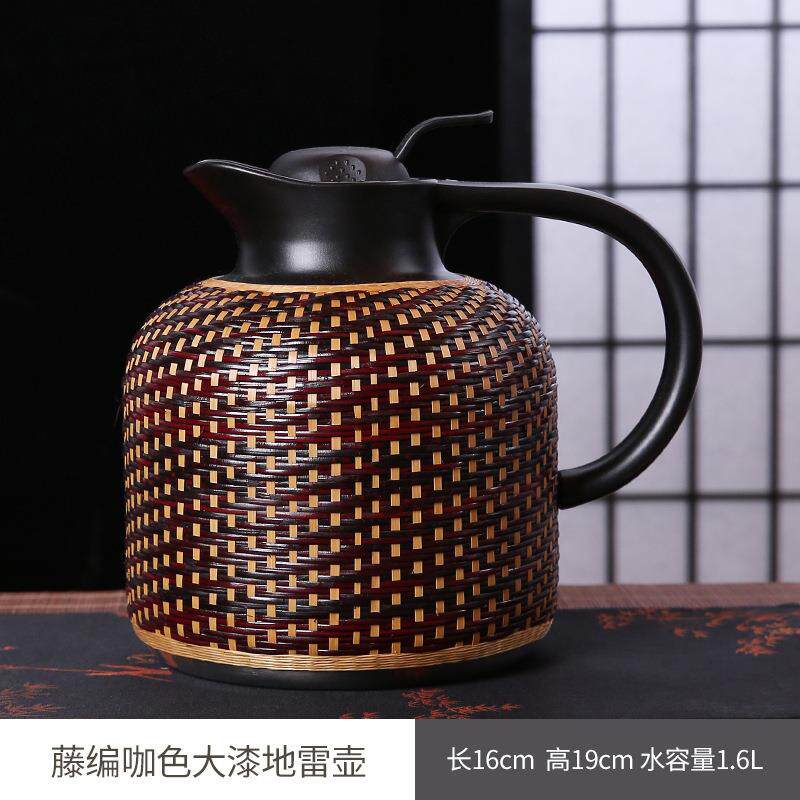 瓷胎竹编复古保温壶家用茶室热水瓶304不锈钢内胆暖壶便携开水瓶