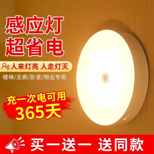 LED Human Body Smart Sensor Light, Battery-Powered Night Lig
