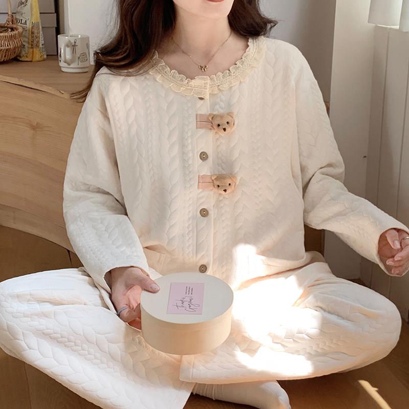 空气棉月子服十月份11秋冬加厚春秋季产妇带胸垫哺乳大码孕妇睡衣
