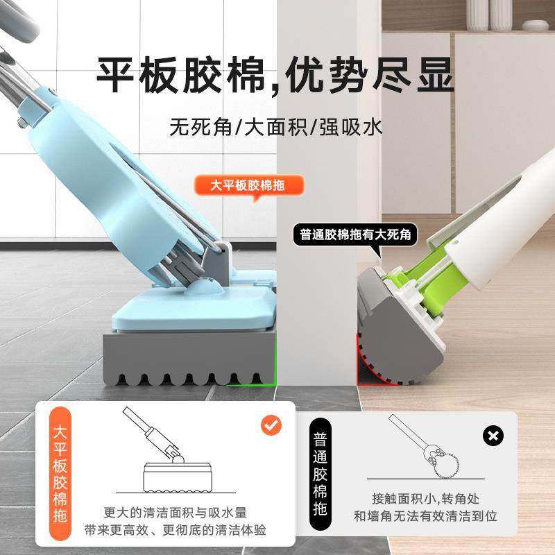 Z懒Q手洗胶棉685海绵水拖把202免5新款家用一拖净吸墩布地墩人对