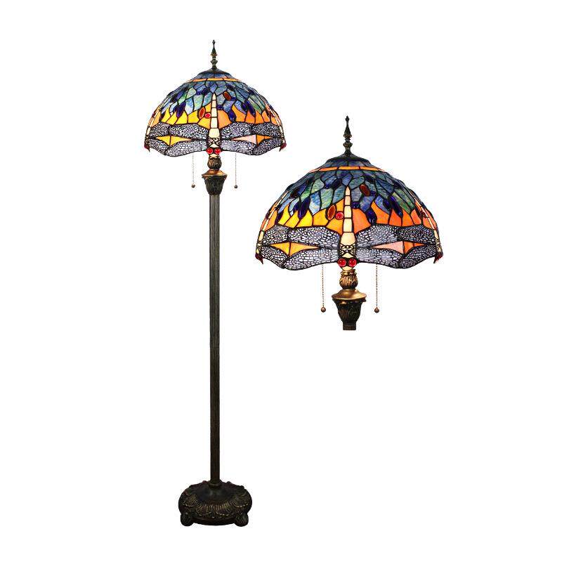 蒂凡尼经典欧式橙蓝色蜻蜓珠子餐酒吧咖啡厅站立灯卧室别墅落地灯