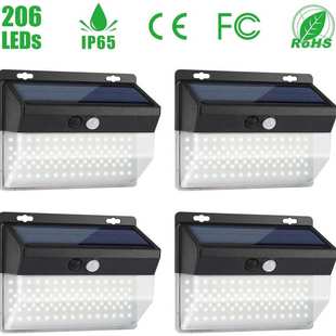206led太阳能壁灯人体感应庭院灯爆款 户外防水花园景观灯