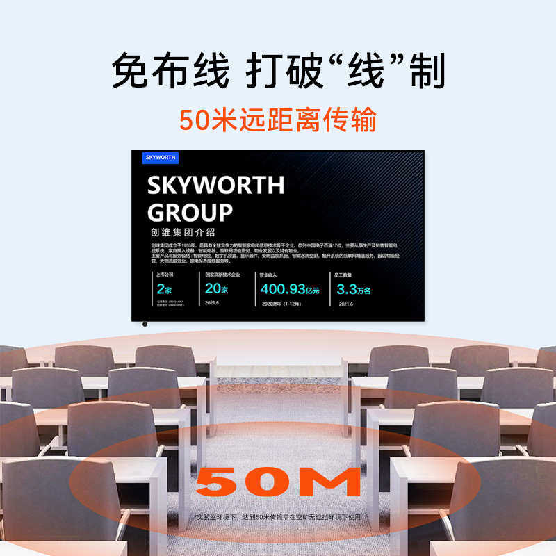创维无线HDMI传输投屏器延长收发同屏4K高清笔记本电脑连电视投影