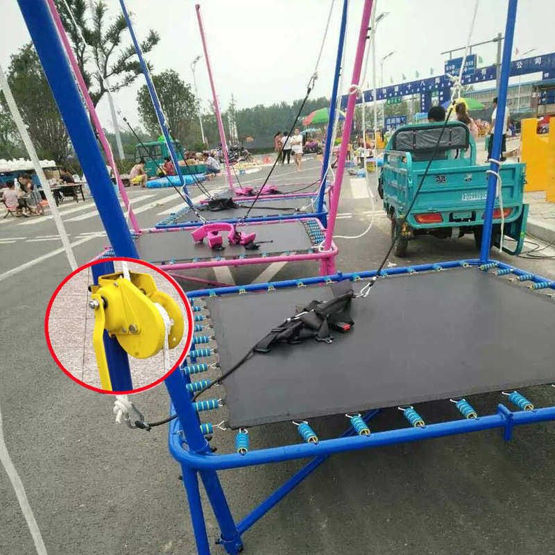 弹簧摆摊儿童手摇锁床蹦床蹦极弹跳户外广场床蹦商用折叠款公园自