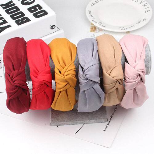 Wide Top Knot Hair Bands For Women Headdress Solid Color Clo