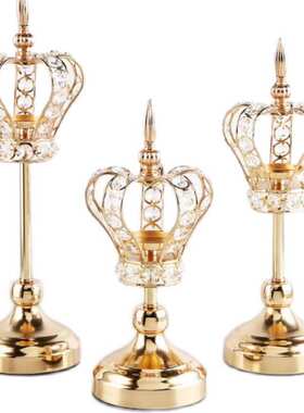 法式复古摆件轻奢风皇冠烛台香薰水晶浪漫烛光晚餐装饰品拍照道具