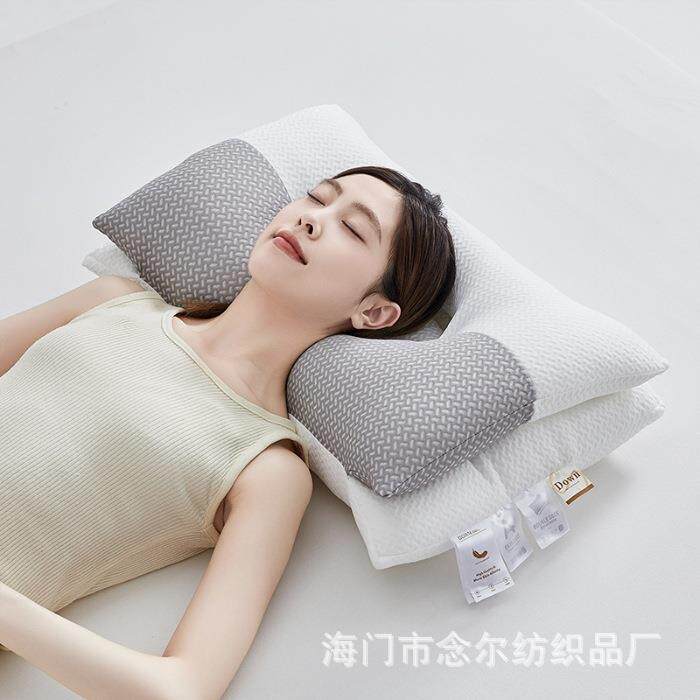 新款双层护颈椎助睡眠牵引O型枕头学生家用酒店宾馆枕芯