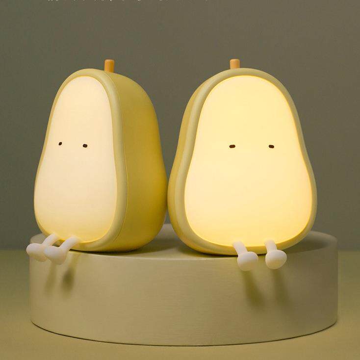 鸭梨伴睡灯可爱卡通雪梨氛围夜灯USB充电卧室床头喂奶氛围夜灯