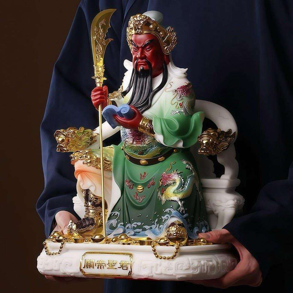 汉白玉关帝圣君武财神关公摆件春秋关公关二爷家用店铺开业供奉