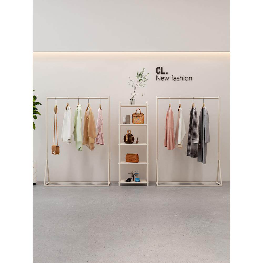 服装店展示架展示架牛奶白色落地式展示架女装商店服装展示架服装