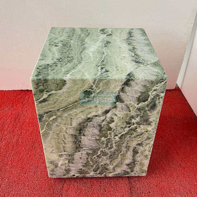 天然大理石翠绿正方形边几现代简约轻奢咖啡桌客厅茶几边几饭台柜