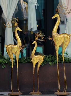 美式复古轻艺鹿落地装饰院店铺橱窗客厅电视柜旁玄关001庭工大摆