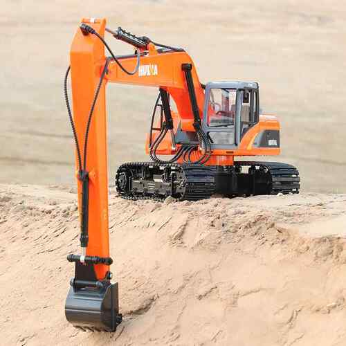 汇纳551十五通遥控工程车儿童玩具挖掘挖土机钩机玩具车1：14