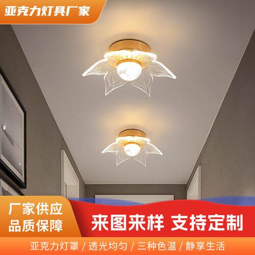 2024款现代简约轻奢过道吸顶灯走廊灯阳台灯网红荷叶楼梯壁灯