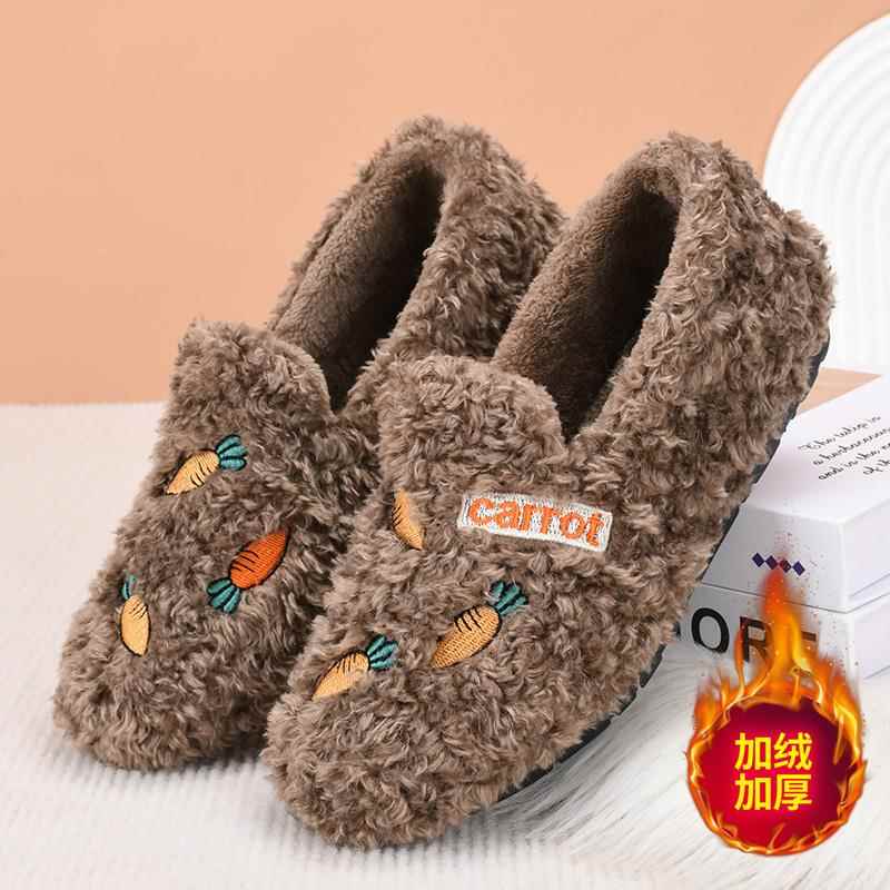正品绣花冬鞋季加绒保暖毛老北京布鞋女鞋棉毛鞋豆豆鞋休闲鞋鞋防