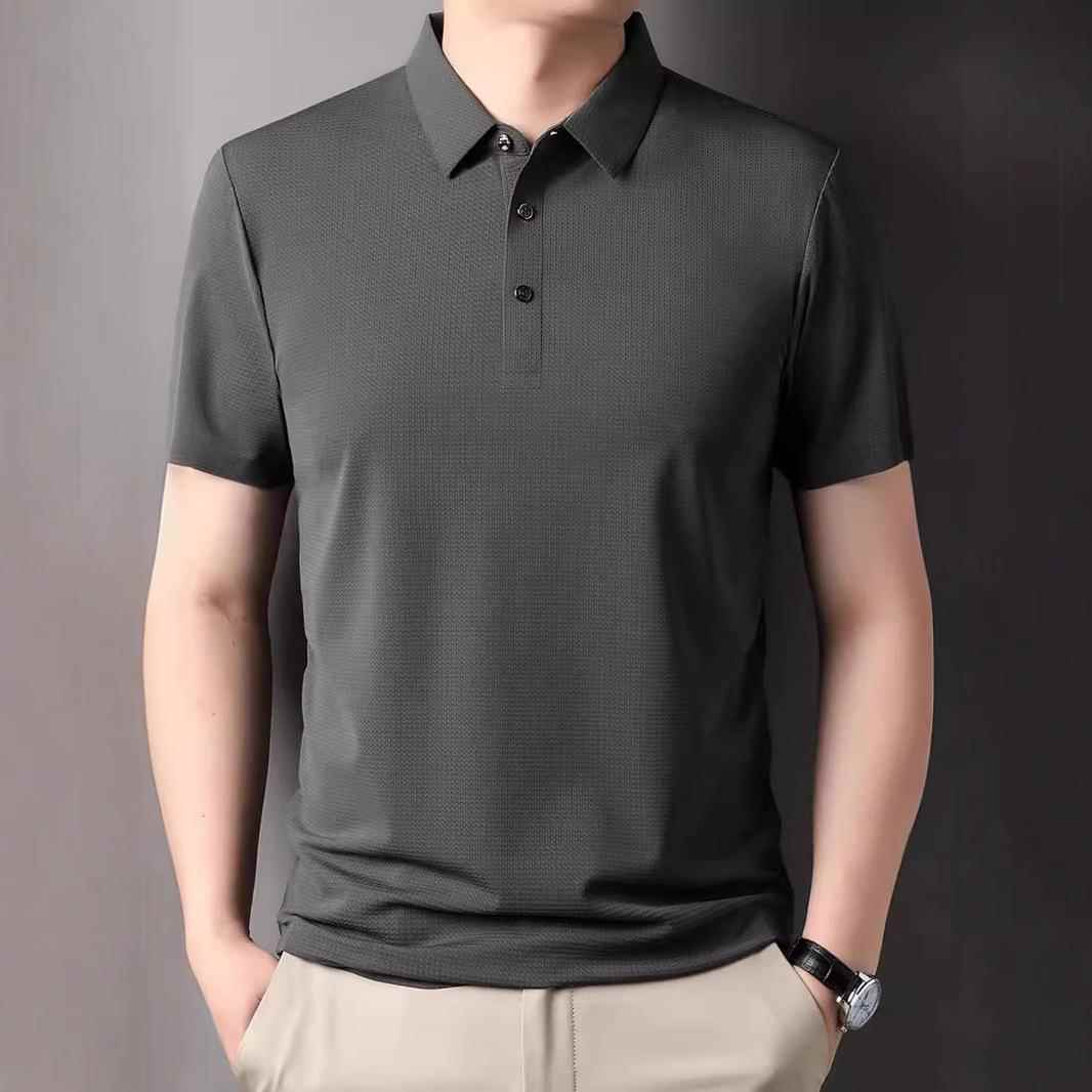 品桑22/S3T09男蚕丝短袖恤男中青年士休闲纯色牌真丝衫高端爸恤爸