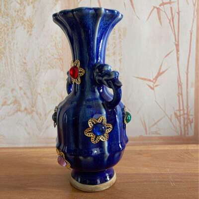 新中式陶瓷钧瓷花瓶客厅酒柜装饰品摆件创意博古架做旧花瓶小摆设