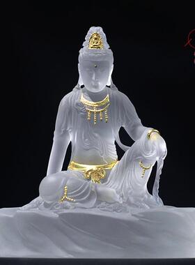 自在观音琉璃佛像观世音摆件客厅佛堂摆放供奉大慈大悲观音大士