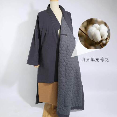 冬季长褂加棉僧服全棉加厚僧衣男女大褂保暖冬季和尚出家人僧袍.