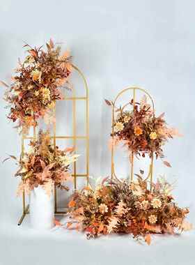 婚花庆假花排花拱挂门花雾F76TMST7蓝色绢花台婚礼舞背景布置路引