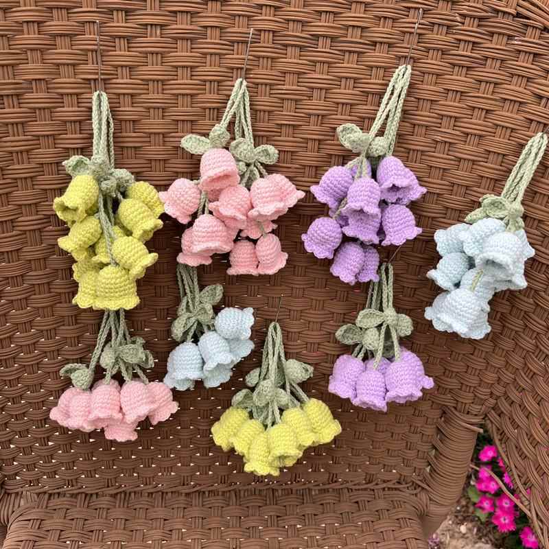 治愈系迷你小挂件新款钩织娃娃线挂件铃兰花多色钥匙扣车挂包包挂