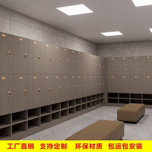需定制带锁收纳柜美容理髲店员工柜浴室健身房置物柜瑜伽柜子木质