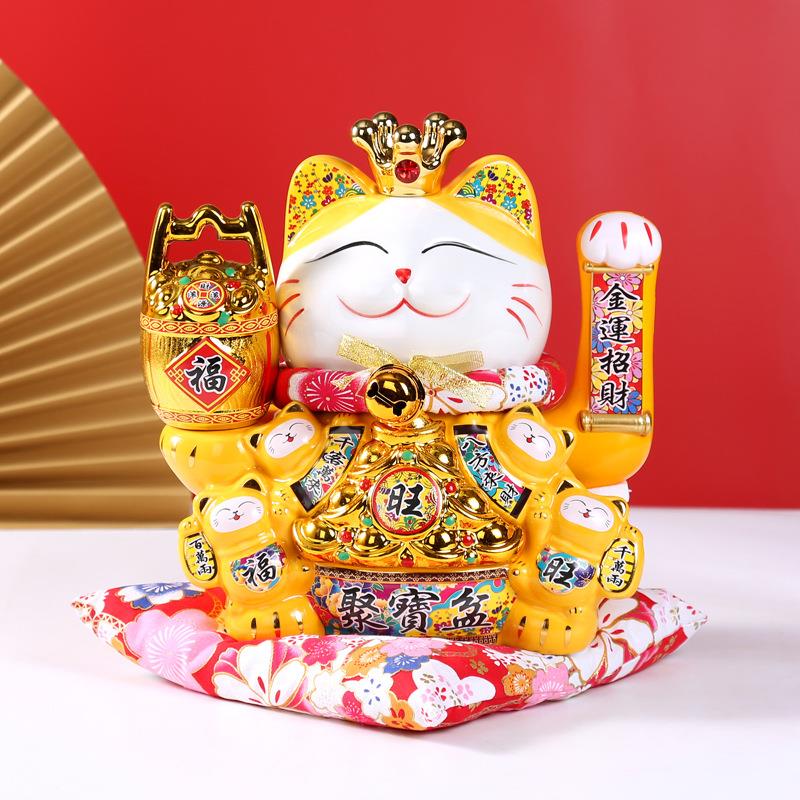 瓷开业店铺4收银台1寸招财HUI摆猫件家居客厅陶小礼品办公室自动