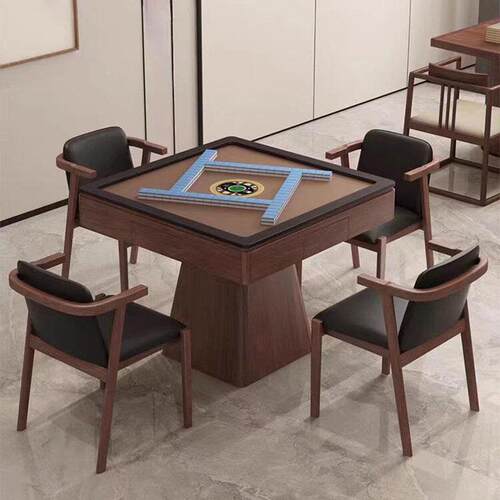 北美黑胡桃实木麻将桌家用全自动麻将机盒休闲棋牌桌蛋桌