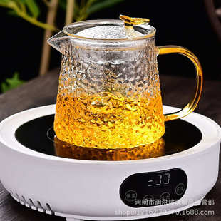 高硼硅玻璃锤纹普洱花茶泡茶壶 围炉煮茶壶 电陶炉加热烧水煮茶