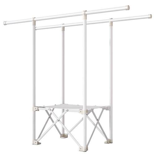 宿舍家用阳台晾衣杆折叠式简易落地晾衣架卧室内挂衣架单杆晒衣服