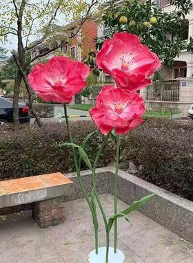 虞美人纸艺花布置大型花橱窗多彩装饰婚庆道具路引纸花摄影拍摄.