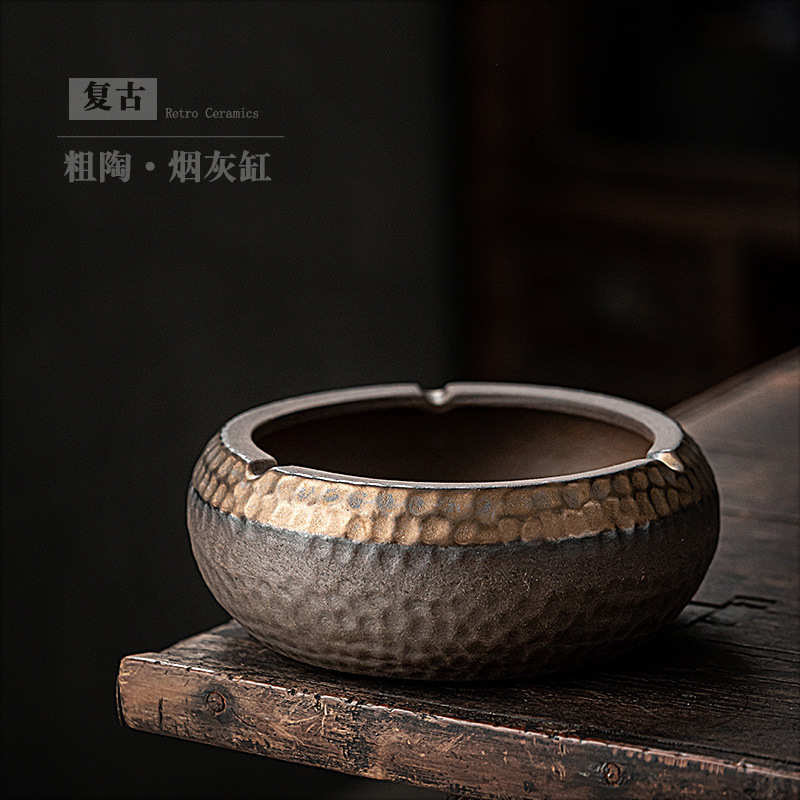 复古大号陶瓷烟灰缸防飞灰创意个性潮流烟缸家用客厅KTV酒吧批发