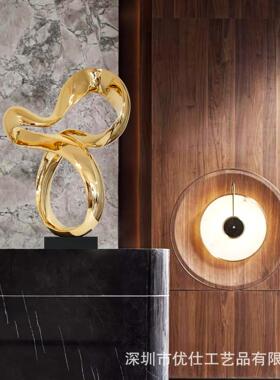 现代轻奢店ZXW大堂摆件所玄关过酒道抽象客厅电视会柜落地塑艺雕