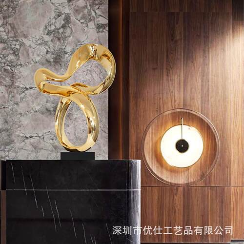 新款直销现代轻奢酒店大堂摆件会所玄关过道抽象客厅电视柜落地雕