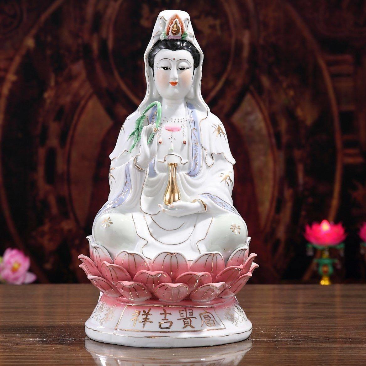 陶瓷南海白玉观音菩萨观世音菩萨观音像佛像家用工艺品摆件瓷器