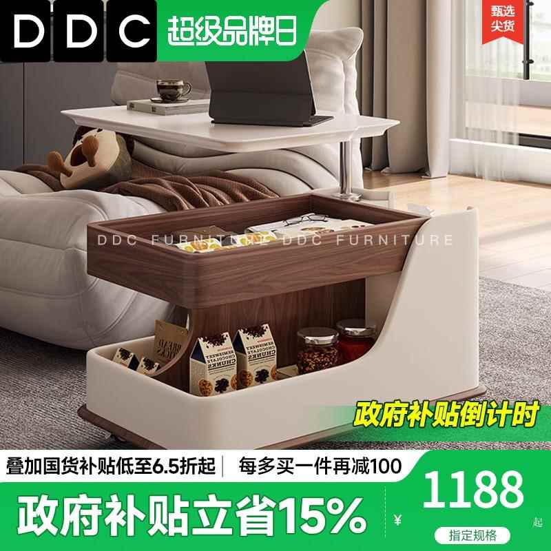 DDC中古风可移动边几推拉小车茶几复古侧边柜2025新款沙发边柜