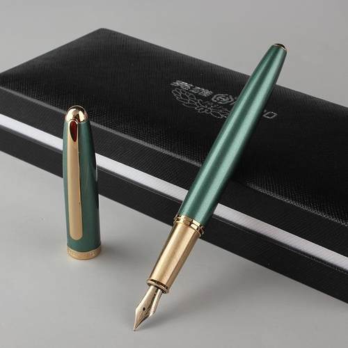 英雄H2002金笔10K金笔尖商务办公签字墨水笔金属笔杆两用送礼