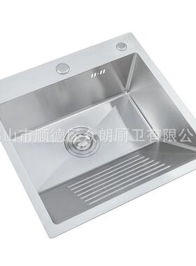304不锈钢手工盆洗衣水槽带搓衣板单槽阳台洗衣柜水槽5048/4048