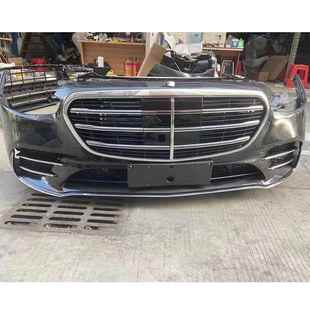 适用于奔驰S450W223前嘴S400S500S580迈巴赫头嘴前脸机盖大灯