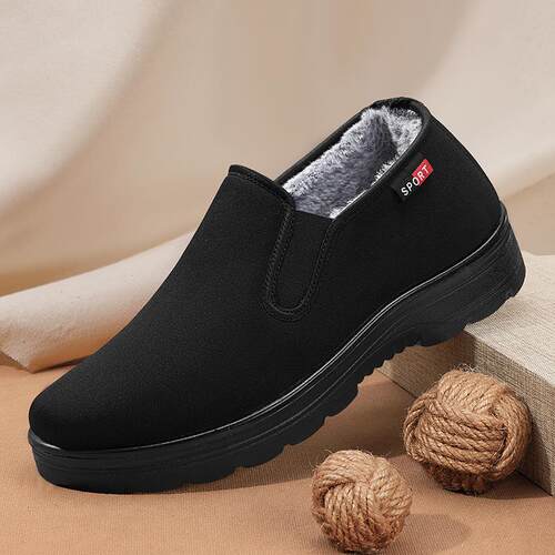高档底季老北京冬布鞋男棉鞋加保暖老人鞋防滑工绒作鞋软中老年爸