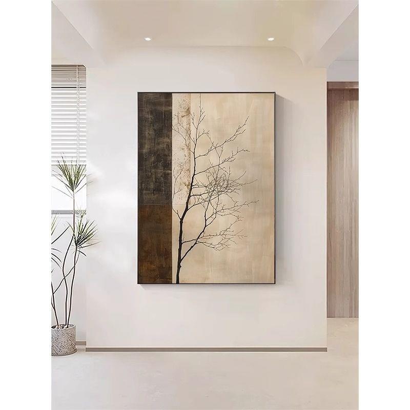 中式复古装饰画沙发古风茶室壁画树枝原木玄关走廊挂画客厅落地画
